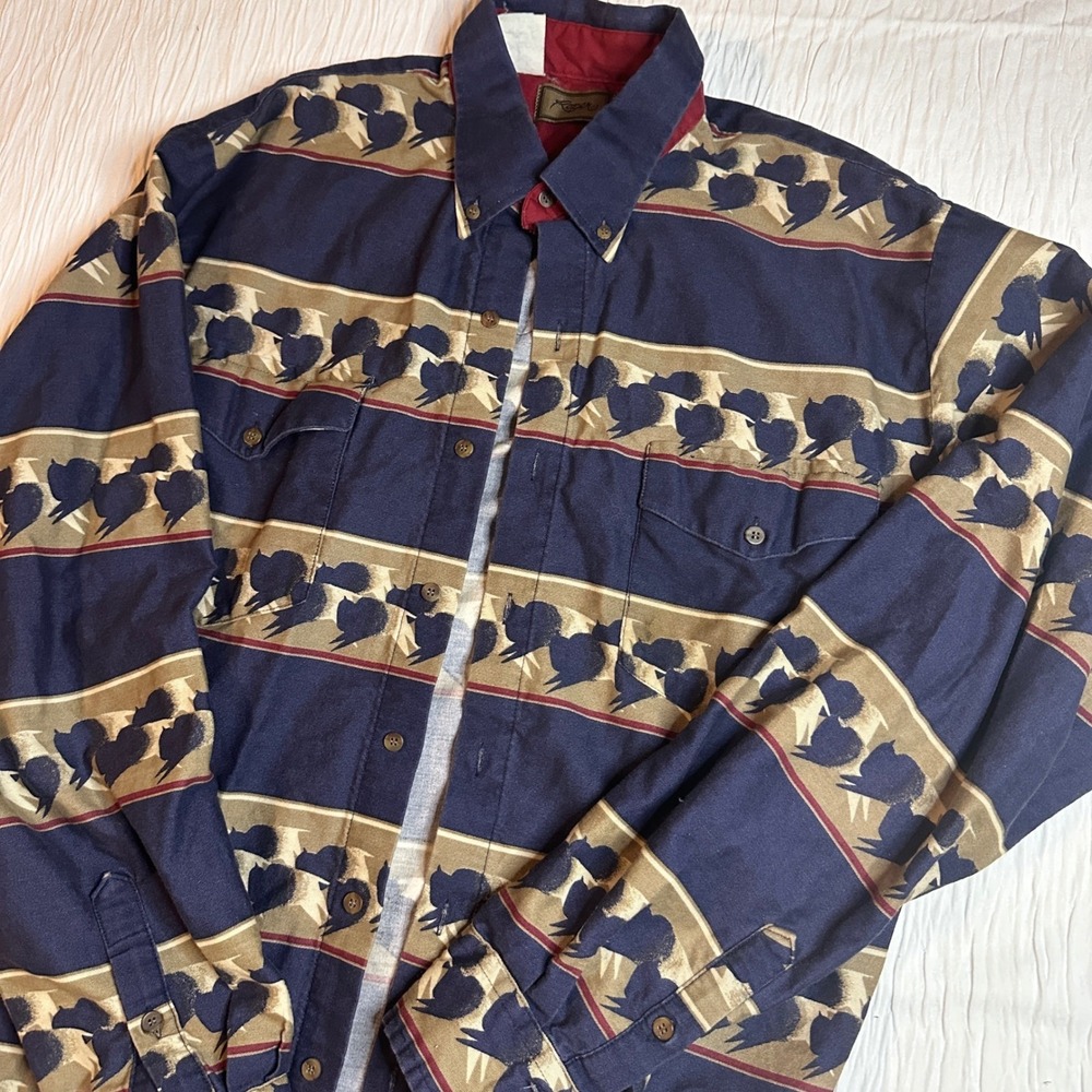 Vintage Roper Western Button Doen Made in USA Southwestern Cowboy Ranch Mens XL - Picture 2 of 6